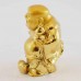 Handmade Golden small Laughing Buddha Statue Calabash Gourd in one hand and holding wealth bag and ingot  YXL-S1006