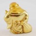 Handmade Golden small Laughing Buddha Statue Calabash Gourd in one hand and holding wealth bag and ingot  YXL-S1006