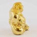 Handmade Golden small Laughing Buddha Statue Calabash Gourd in one hand and holding wealth bag and ingot  YXL-S1006