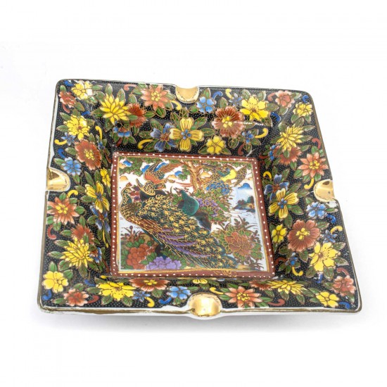 Chinese Oriental Design Square Astray Multicolored Flower Design Big - CHSQASHTR-0010