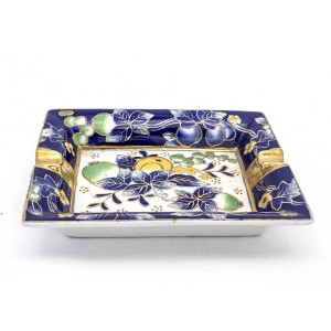 Chinese Oriental Design Square Astray Blue & Green Flower Design Big - CHSQASHTR-006