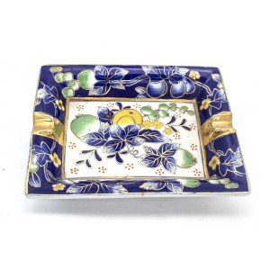 Chinese Oriental Design Square Astray Blue & Green Flower Design Big - CHSQASHTR-006