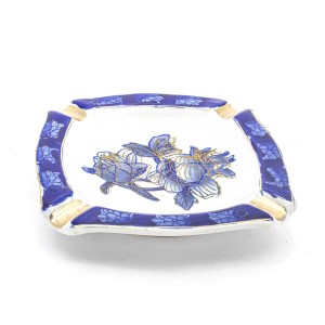 Chinese Oriental Design Square Astray Centre Blue Flower & Dark Blue Edges Big - CHSQASHTR-008