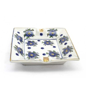 Chinese Oriental Design Square Astray Blue & White Flower Design Big - CHSQASHTR-011