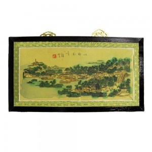 Oriental  Landscape Water Painting Hand Painted Ancient Drawings On Cloth With Wooden Frame - CHWH-02