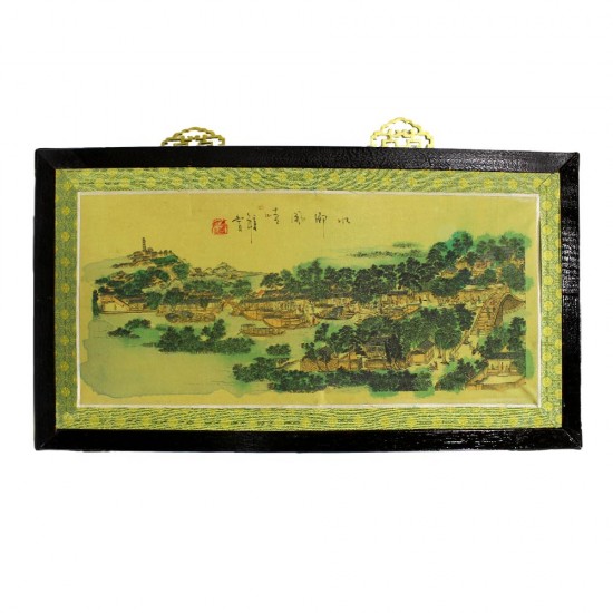 Oriental  Landscape Water Painting Hand Painted Ancient Drawings On Cloth With Wooden Frame - CHWH-02