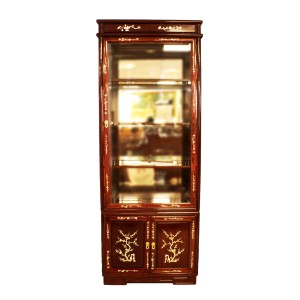 Solid Rosewood Asian Style Display Cabinet with Mother of pearls Inlaid Natural Finish - DF-H004E