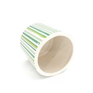 Asian Art Hand Crafted Vase Vertical Lines Flower Vase Green Yellow  -  GY5V-01