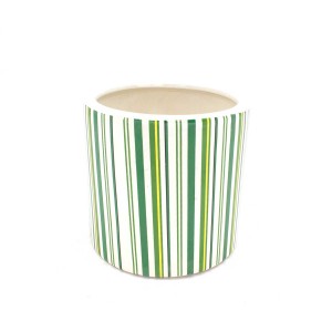 Asian Art Hand Crafted Vase Vertical Lines Flower Vase Green Yellow  -  GY5V-01