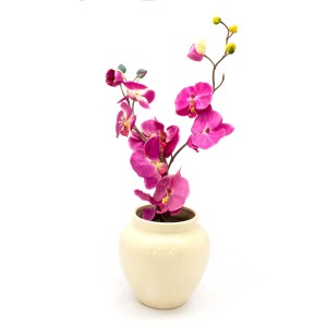 Asian Art Hand Crafted Bowl Shape Pink Flower Vase  -  GY6V-01
