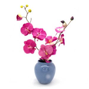 Asian Art Hand Crafted Bowl Shape Bluish Grey Flower Vase  -  GY6V-02