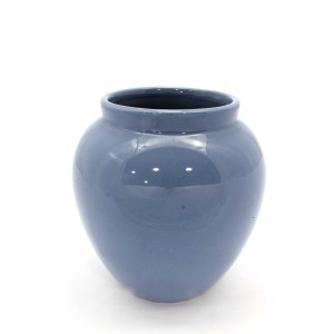 Asian Art Hand Crafted Bowl Shape Bluish Grey Flower Vase  -  GY6V-02
