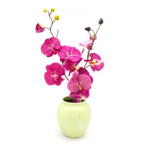 Asian Art Hand Crafted Bowl Shape Pistachio Green Flower Vase  -  GY6V-03