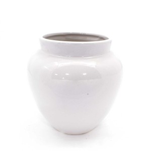 Asian Art Hand Crafted Bowl Shape Snow White Flower Vase  -  GY6V-04