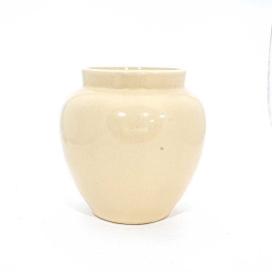 Asian Art Hand Crafted Bowl Shape Beige Flower Vase  -  GYV6-08