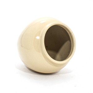 Asian Art Hand Crafted Bowl Shape Beige Flower Vase Big - GY6V-09
