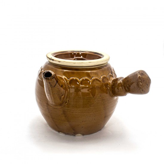 Ancient Asian Style Porcelain Side-Handle Teapot Or Yokode Kyusu Caramel Brown Color - GYTP02