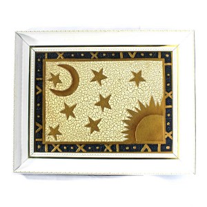 Handpainted Stars & Moon Paint Art Wall Art Carved Framed Edges - HLNPPICTURE02