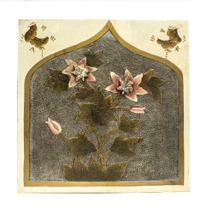 Handpainted Pea Pod Flower Floral Design Wall Art With White Wood Edges - HLNPPICTURE05