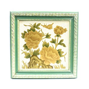 Handpainted Peony Flower Design Wall Art Painted With Carved Framed Edges - HLNPPICTURE06