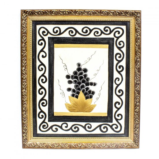 Handpainted Grape Fruit Cuisine ART Painted With Carved Framed Edges - HLNPPICTURE08