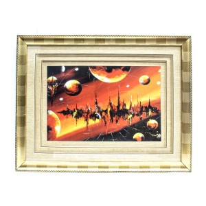 Handpainted Universe & Planets Art Painted With Carved Framed Edges - HLNPPICTURE11