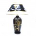 Porcelain Table Lamp with Shade For Bedroom Matte Black Golden Floral HLNT-04