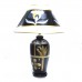 Porcelain Table Lamp with Shade For Bedroom Matte Black Golden Floral HLNT-04