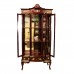 Solid Rosewood French Design Three Door Display Cabinet With Queen Anne Leg Dark Cherry Finish - LK B-4