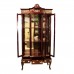 Solid Rosewood French Design Three Door Display Cabinet With Queen Anne Leg Dark Cherry Finish - LK B-4