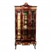 Solid Rosewood French Design Three Door Display Cabinet With Queen Anne Leg Dark Cherry Finish - LK B-4