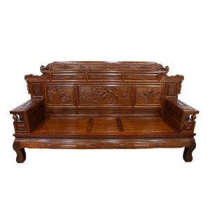 Solid Rosewood Imperial Sofa Suite & Throne Chair 11 Pcs Set Wealth Design Flower & Bird Carvings Natural Finish - LK031-C11 1/11 PCS