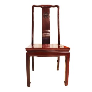 Carved Rosewood Oriental Dining Room Chair Longevity Symbol Dark Cheryy Red - LK-DCH01