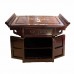 Dark Cherry Rosewood Chinese Altar Cabinet Grape Carvings With Mother Of Pearl Inlaid - 