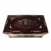 LK 08-000254L Solid Rosewood Camphor Chest Inbuilt Flower And Bird Carvings With Mother of Pearl Inlaid and Dark Cherry color