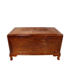 Multi square Solid Rosewood Camphor Chest Flower And Bird Carvings Natural Finish- LK 08-000271L