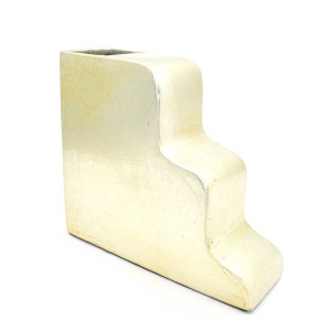 Asian Art Hand Crafted Step Shape Porcelain Planter Flower Vase Small - Golden Finish - LK12V-PV03