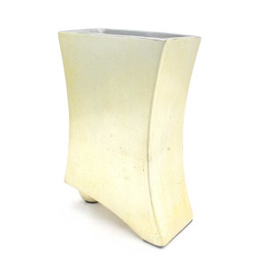 Asian Art Hand Crafted Flat Porcelain Planter Flower Vase Small Golden Finish - LK12V-PV04