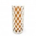 Asian Art Hand Crafted Reticulated Double Wall Porcelain Vase Spider Web White Orange -  LK14V-ORV01