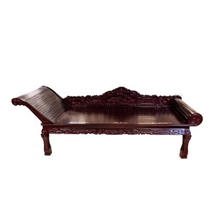 Rosewood Daybed/Diwan Bed With Pillow Top Full Of Hand Carvings With Mother Of Pearls Inlaid Tiger Leg Dark Cherry Red Finish - LK171C3.5