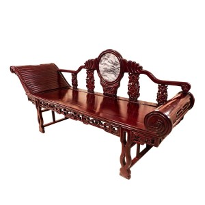 Rosewood Daybed/Diwan Bed With Pillow Top Full Of Hand Carvings Centre Marble Dark Cherry Red Finish - LK171C3.5MB
