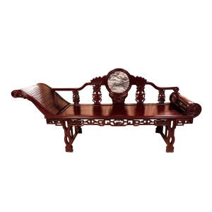 Rosewood Daybed/Diwan Bed With Pillow Top Full Of Hand Carvings Centre Marble Dark Cherry Red Finish - LK171C3.5MB