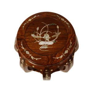 Solid Rosewood Large Drum Stool with Mother of Pearls Inlaid Natural - LK20/00054NL