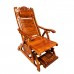 Asian Style Rocking Recliner Chair With Protrude Head Rest And Sliding Foot Rest Swinging Front Back Natural Finish - LK291 