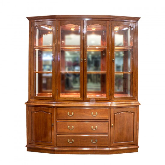 Solid Teakwood 72" Buffet & Lighted Hutch Natural Finish - LK72" T/W