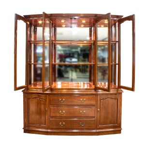 Solid Teakwood 72" Buffet & Lighted Hutch Natural Finish - LK72" T/W