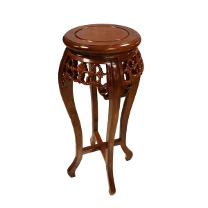 Solid Rosewood Handcrafted 12" Round Flower Stand Natural - LK 95-000321