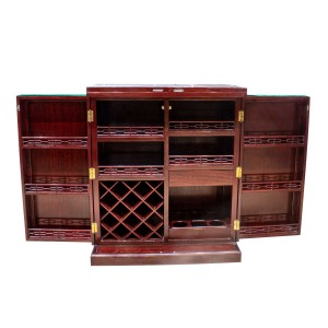 Solid Rosewood Flip Top Bar Cabinet Handmade Dragon Carvings Dark Cherry Finish - LKBAR 05