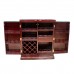 Solid Rosewood Flip Top Bar Cabinet Handmade Dragon Carvings Dark Cherry Finish - LKBAR 05