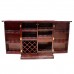 Solid Rosewood Flip Top Bar Cabinet Handmade Dragon Carvings Dark Cherry Finish - LKBAR 05